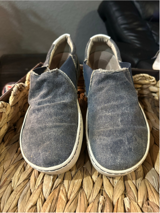Birkenstock Shoes - Women's Birkenstock Slip-On Flats Size 37 Blue and White